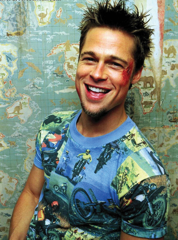 Brad Pitt with fake blood
