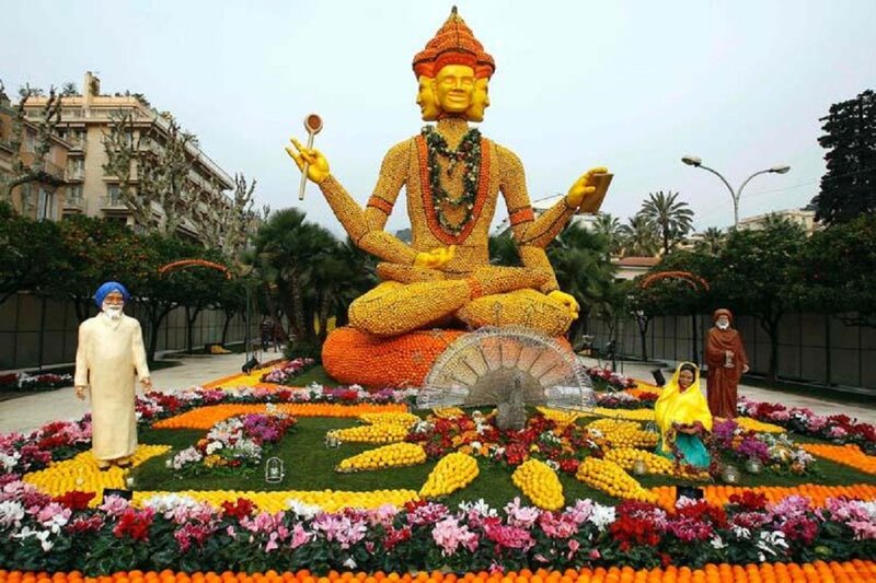 Brahma Statue Made of Fruit