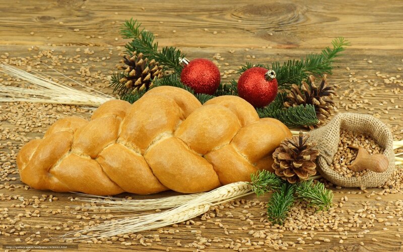 Braided bread with holiday decor