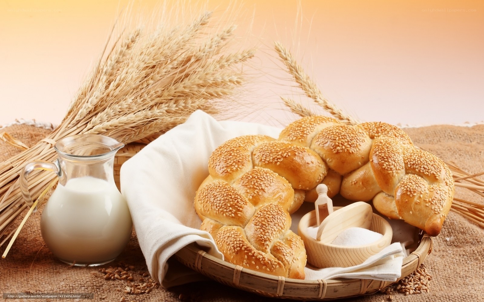 Braided bread with milk and wheat