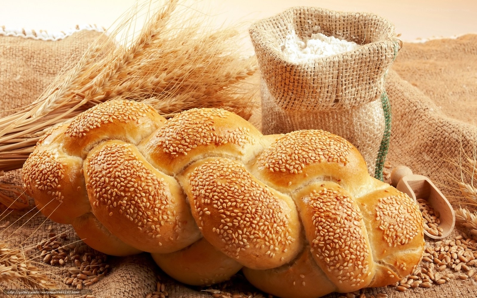 Braided bread with sesame seeds