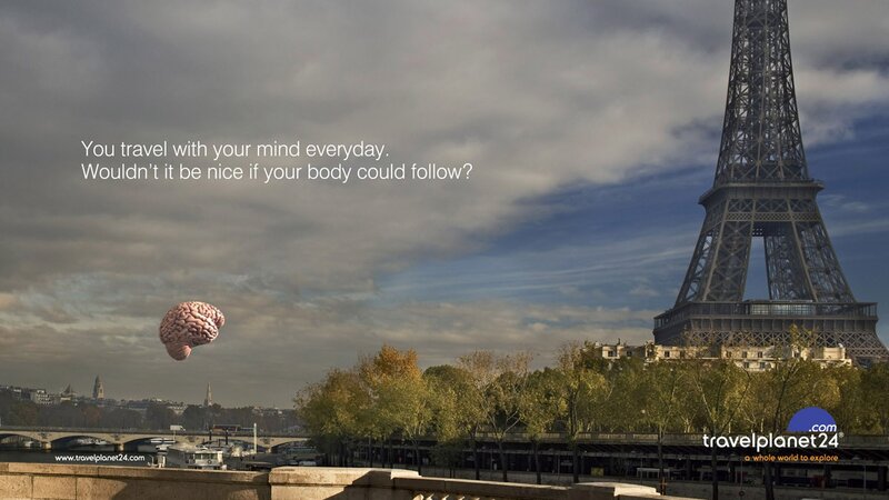 Brain Floating Near Eiffel Tower