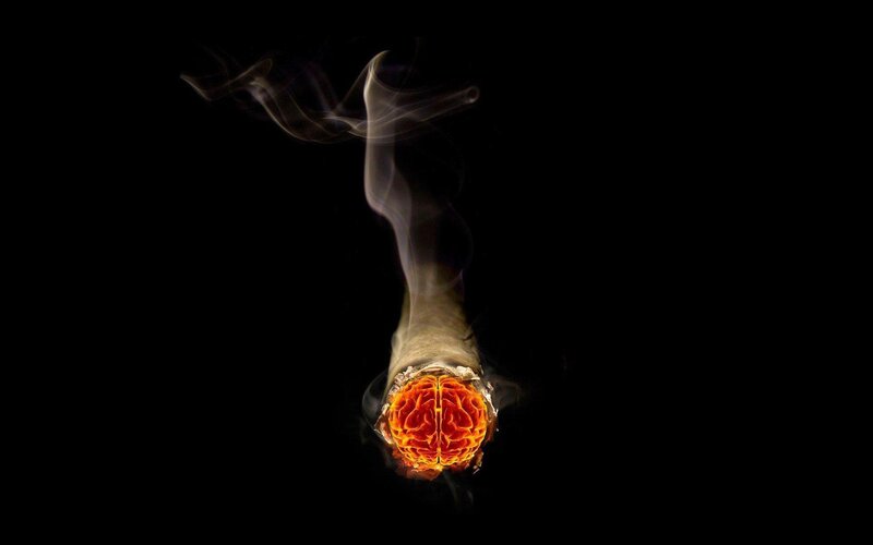 Brain on fire with smoke