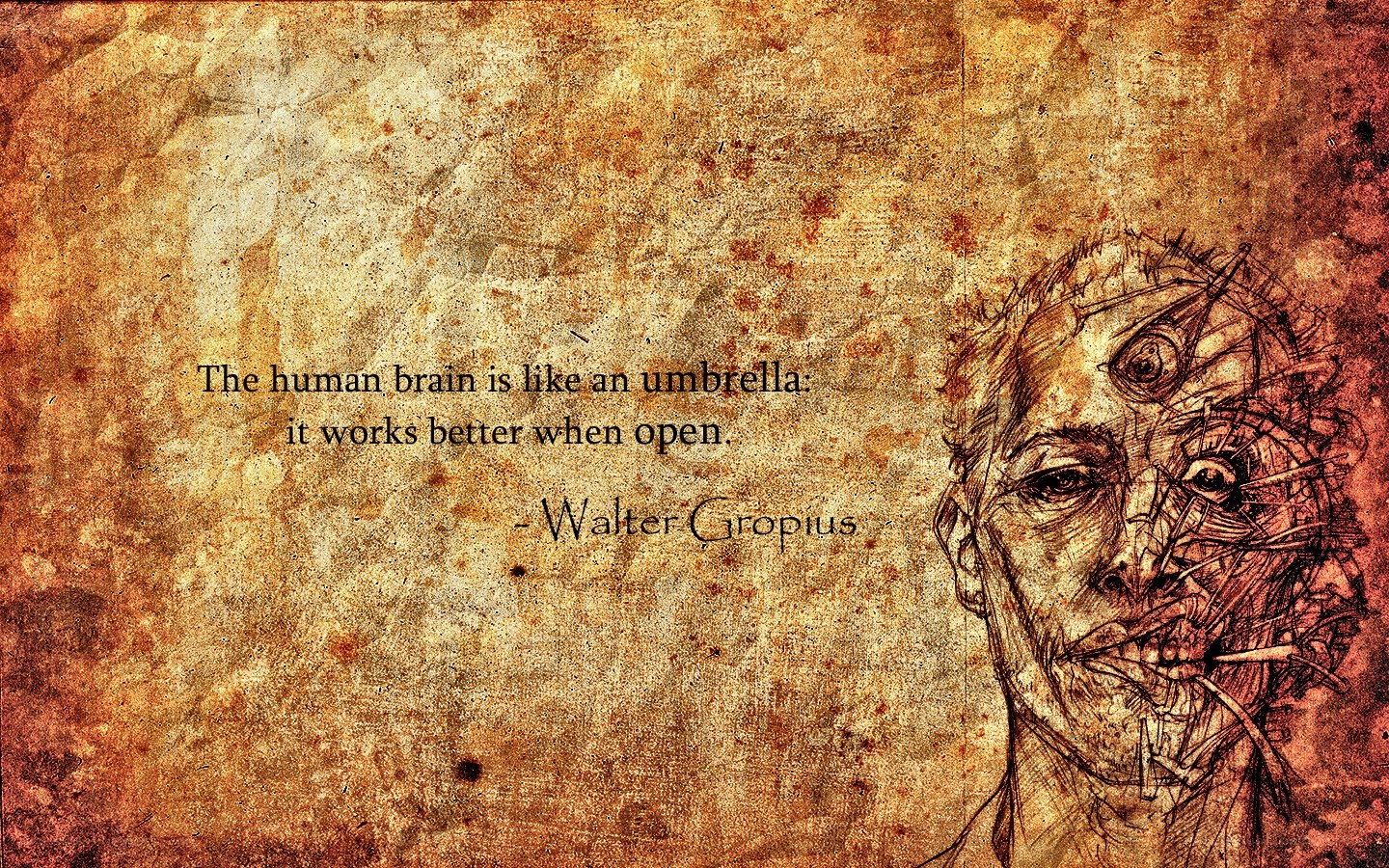 brain quote with sketch