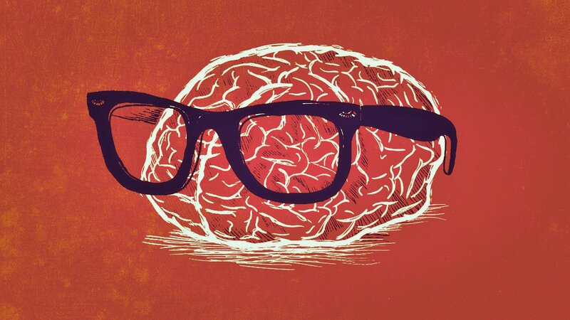 Brain Wearing Glasses — Red