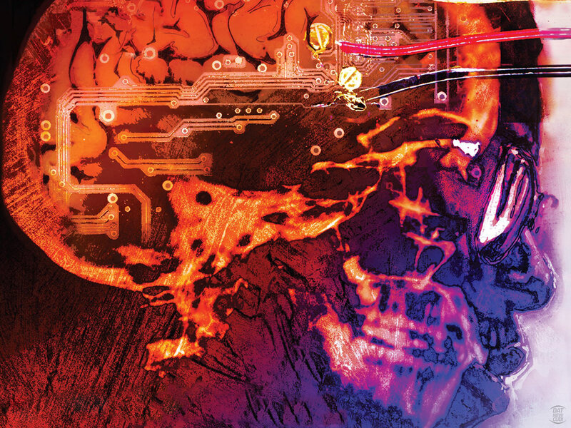 brain with circuit board