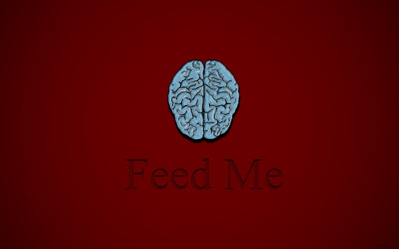 Brain with 'Feed Me' text