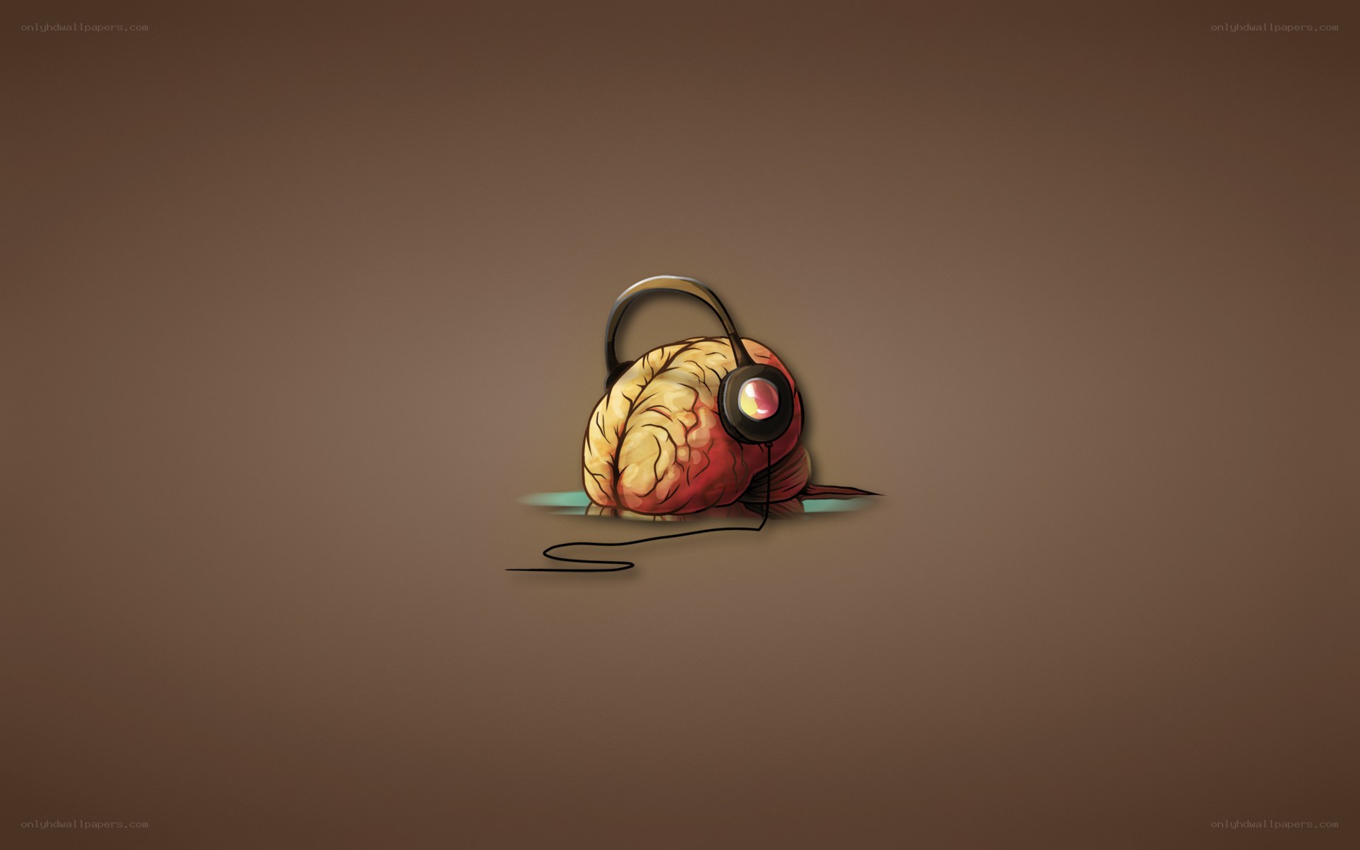 brain with headphones