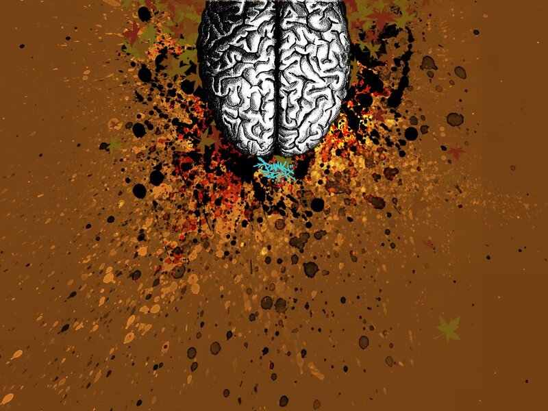 brain with splattered colors