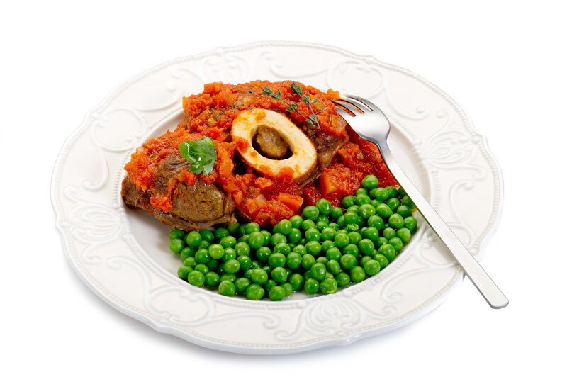 Braised bone marrow with peas
