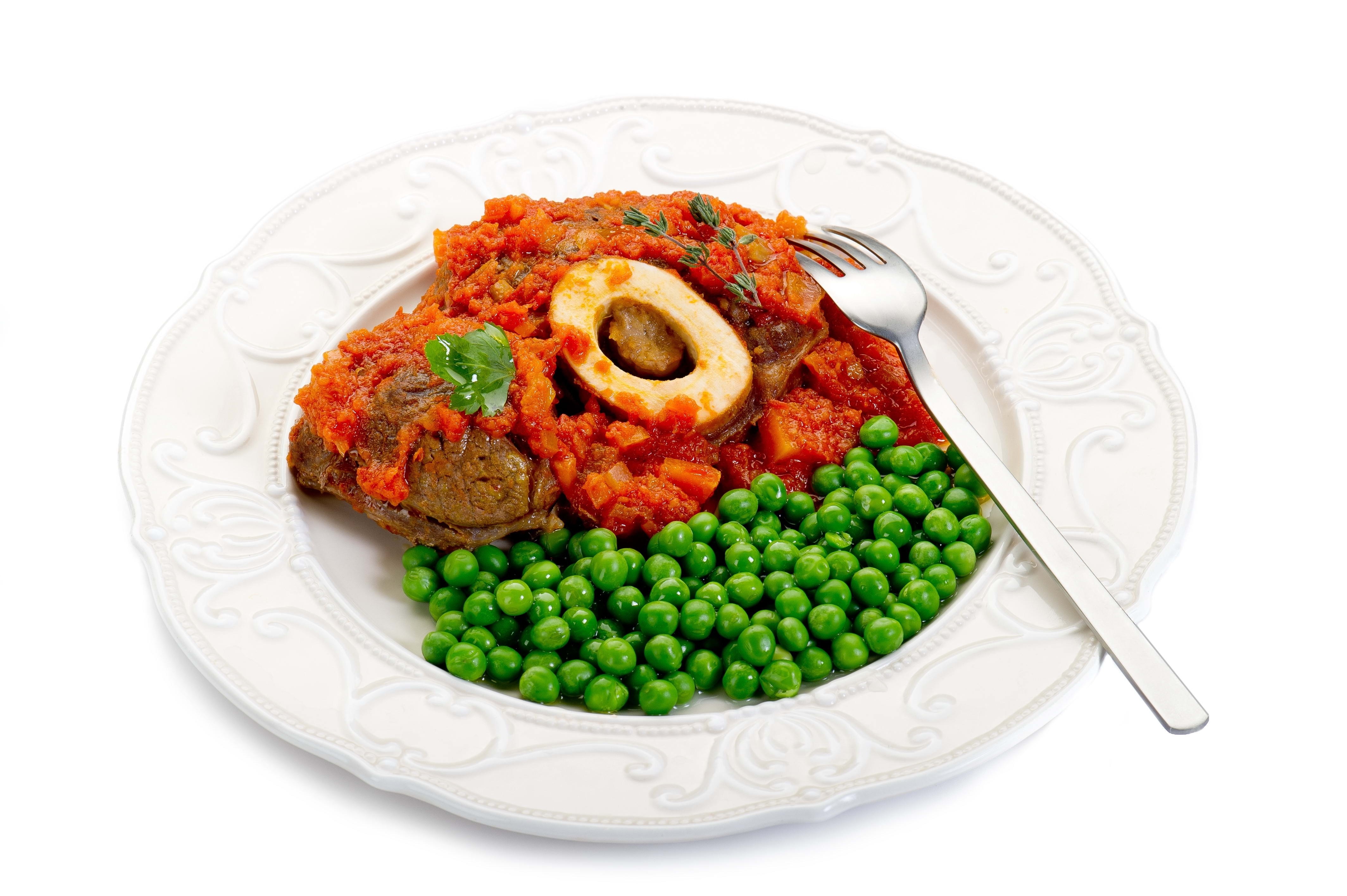 Braised bone marrow with peas