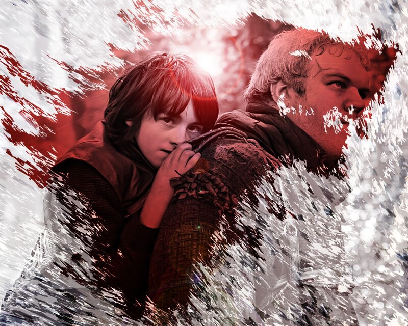 Bran and Hodor in a dramatic scene