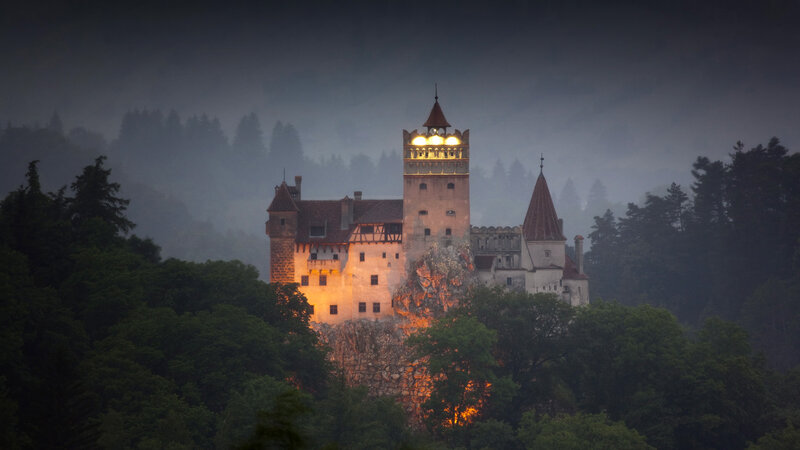 Bran Castle at Dusk — Dark Green