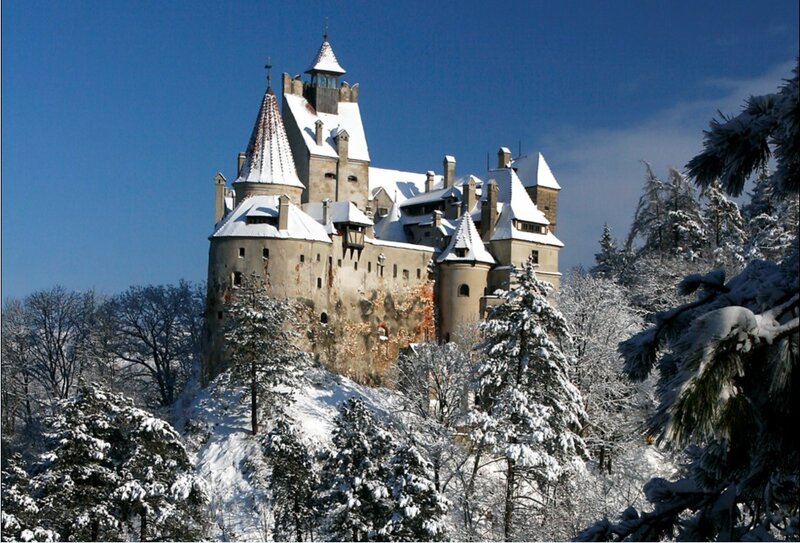 Bran Castle in Winter — Blue