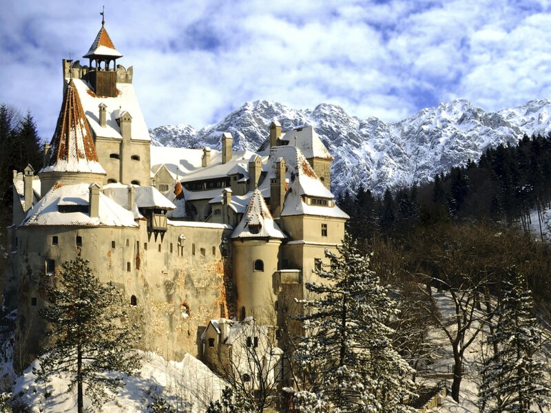 Bran Castle in Winter — White, Serene