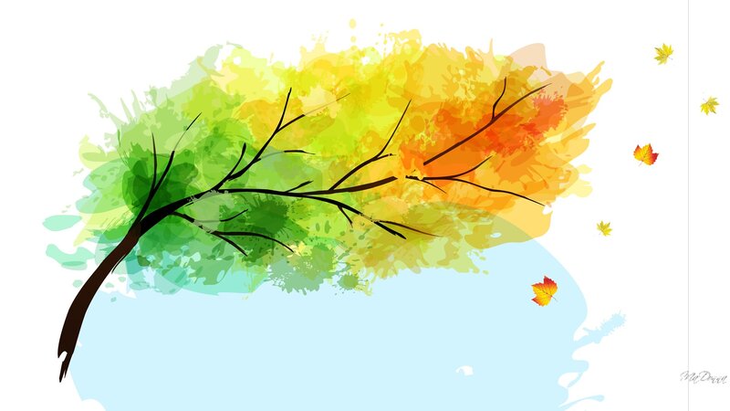 Branch with Autumn Leaves — Green