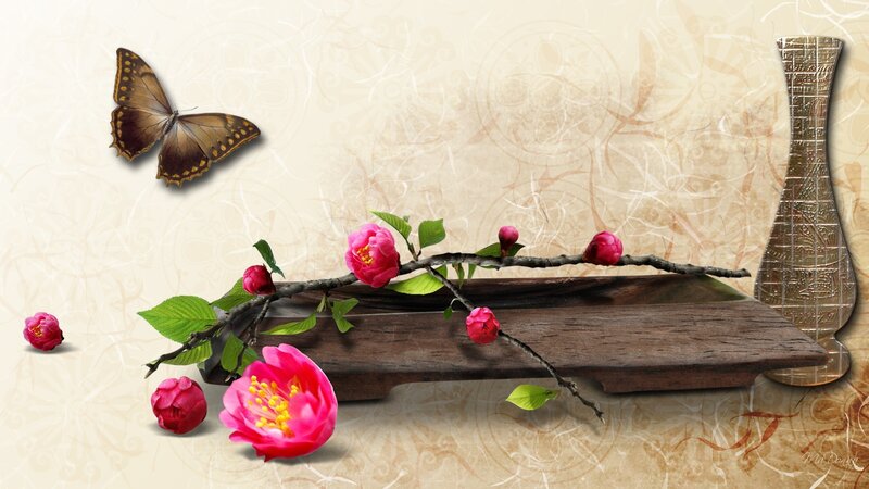 Branch with Pink Flowers — Serene