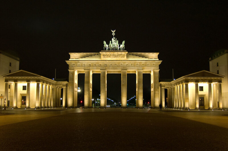 Brandenburg Gate at Night — Black, Dramatic, Photograph, Sculpture