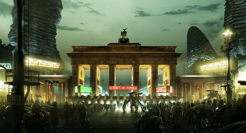Brandenburg Gate at Night — Green