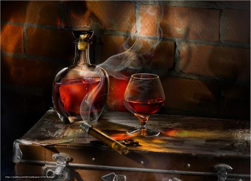 Brandy and cigar still life
