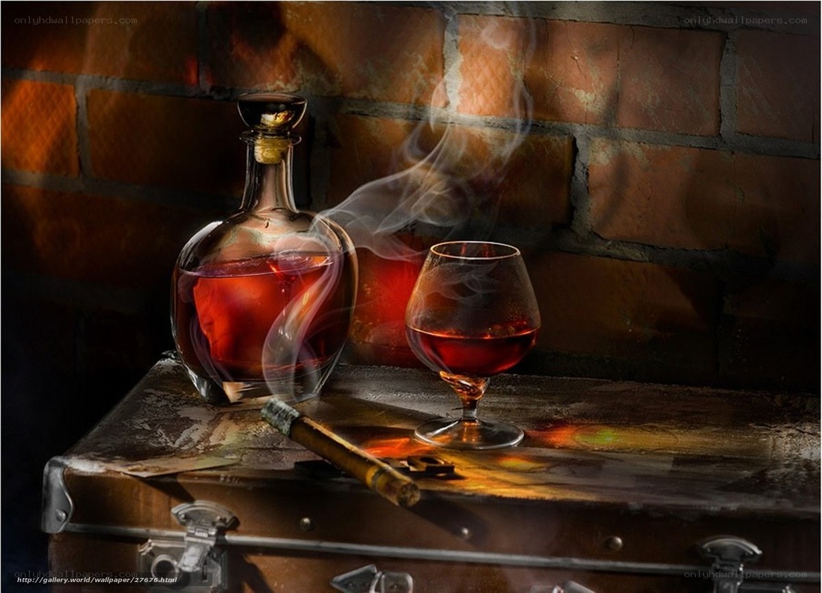 Brandy and cigar still life