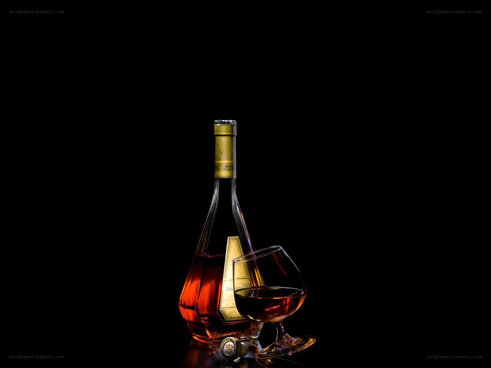 Brandy bottle and glass