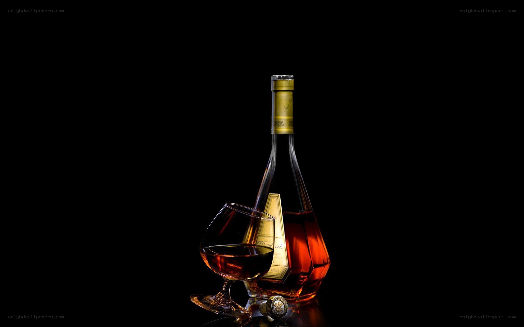 Brandy bottle and glass