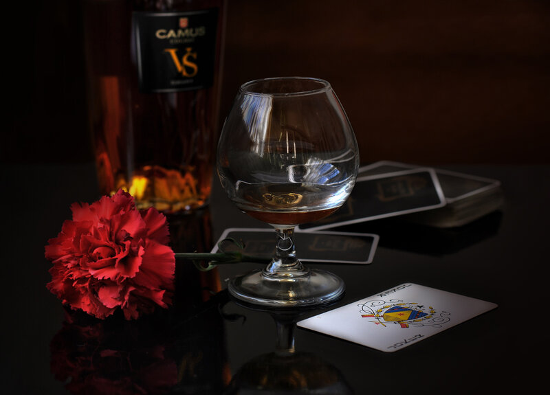 Brandy Glass with Cards