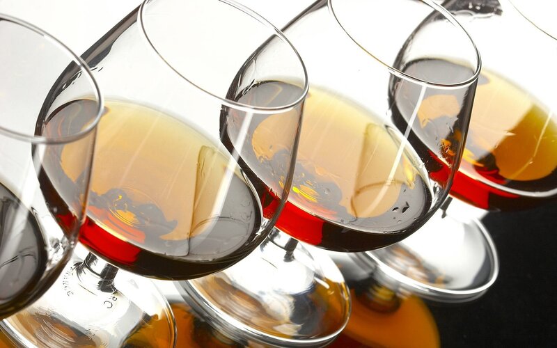 Brandy Glasses in Row