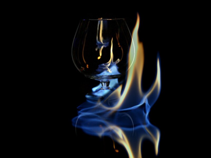 Brandy Snifter with Flame