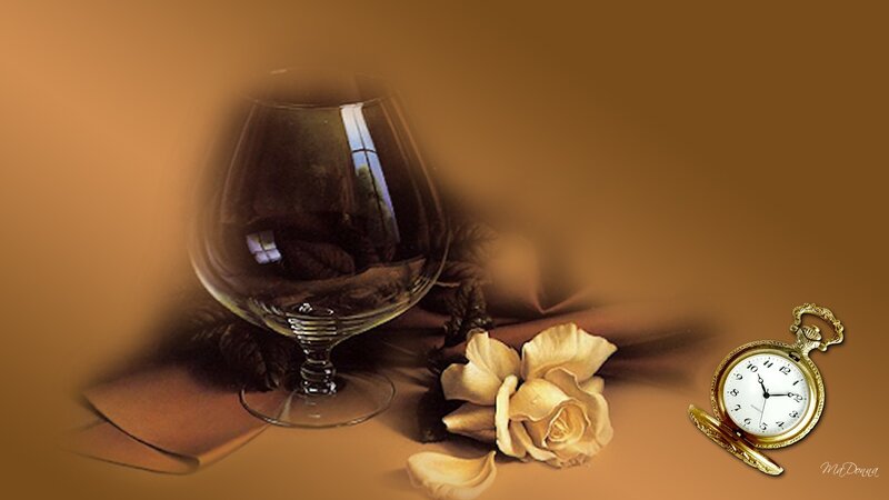 Brandy Snifter with Rose — Brown