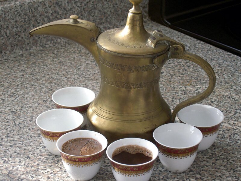 Brass Coffee Pot with Cups
