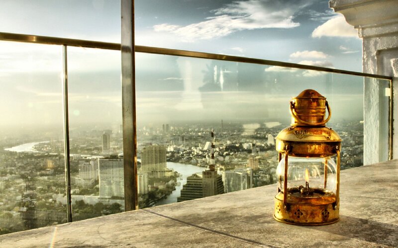 Brass Lantern on Balcony