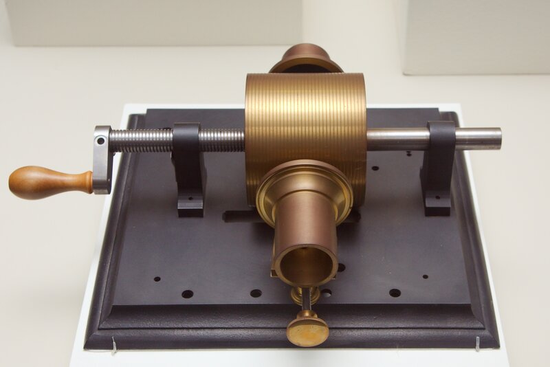 Brass mechanical device on display