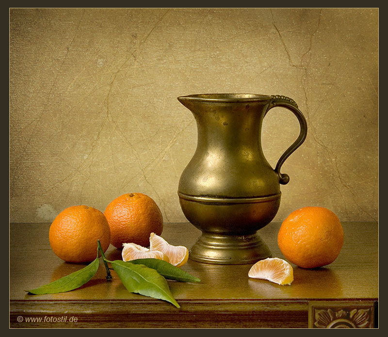 Brass Pitcher with Oranges