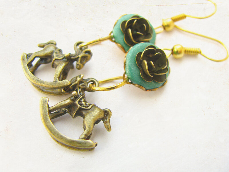 Brass Rocking Horse Earrings
