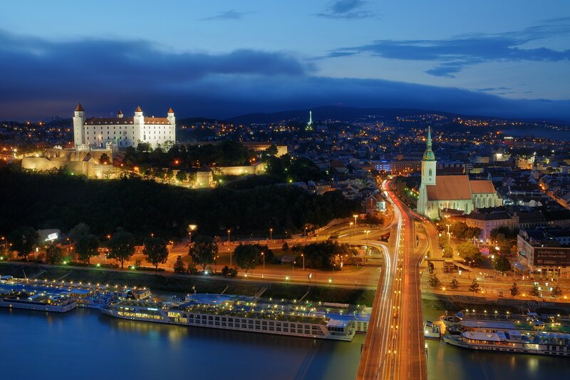 Bratislava Castle at Night — Blue, Serene