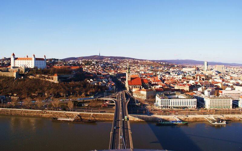 Bratislava cityscape with castle