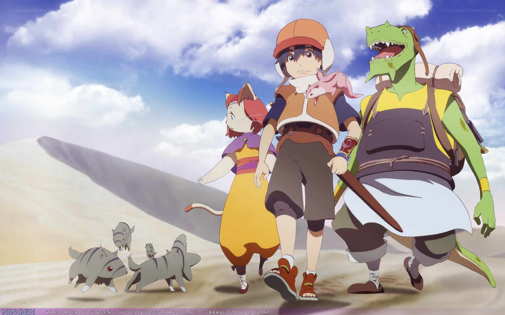 Brave Story characters in desert