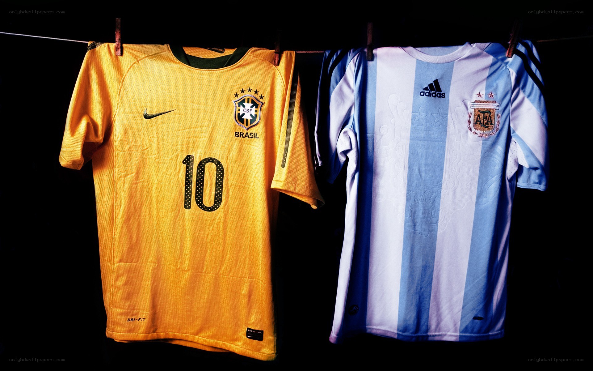 Brazil and Argentina jerseys