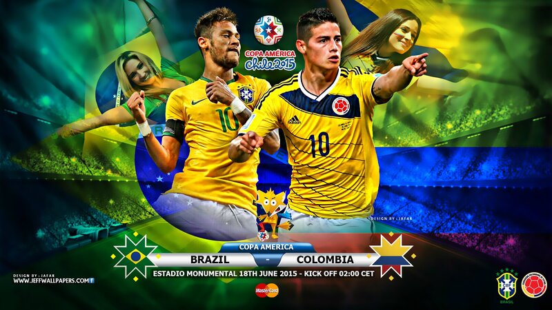 Brazil and Colombia Players