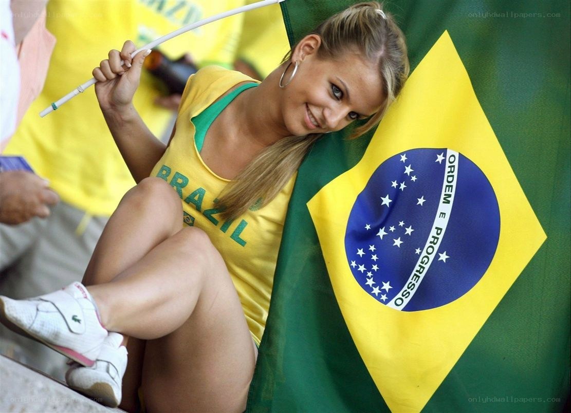 Brazil fan with flag