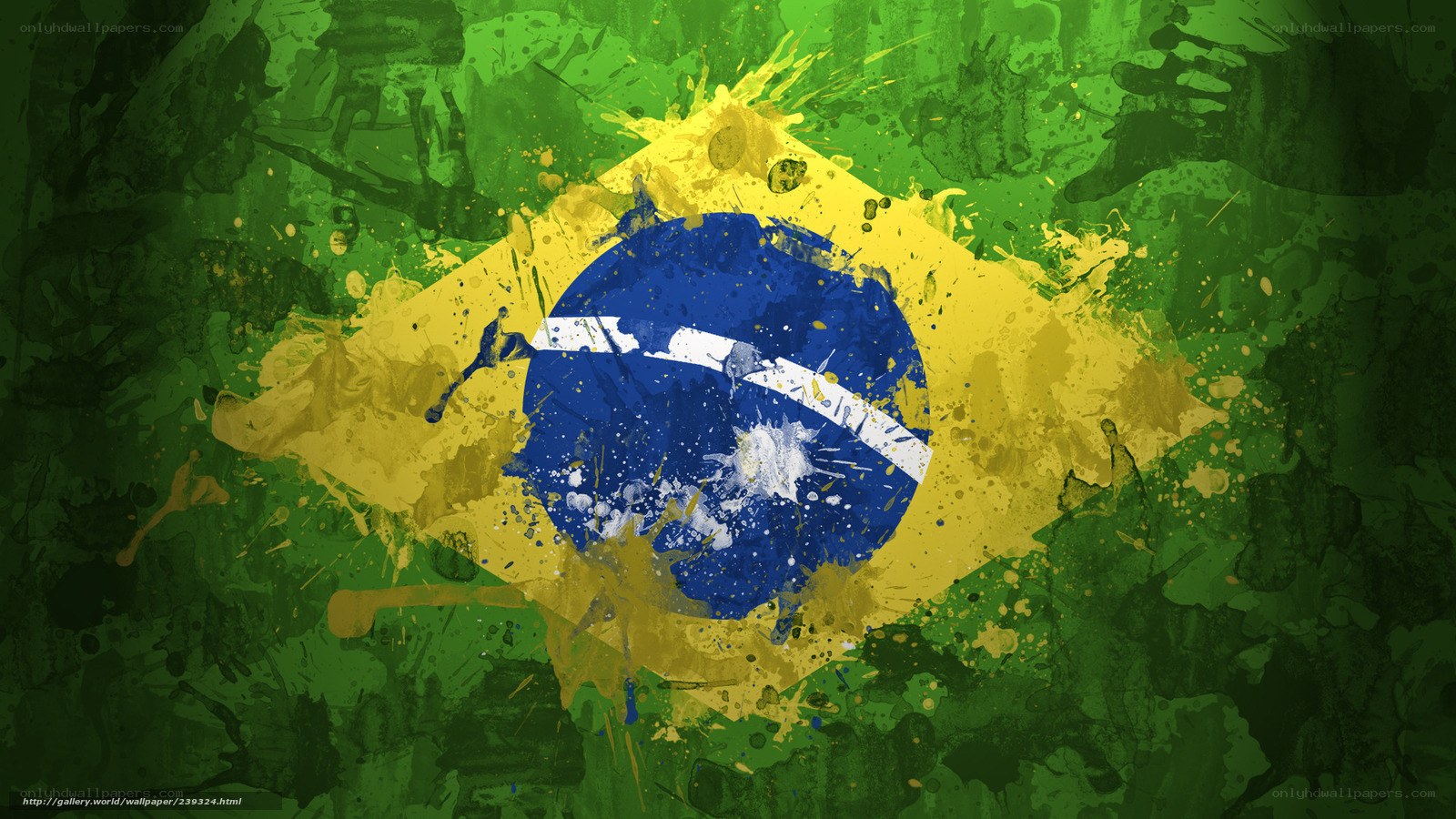 Brazil flag splatter art