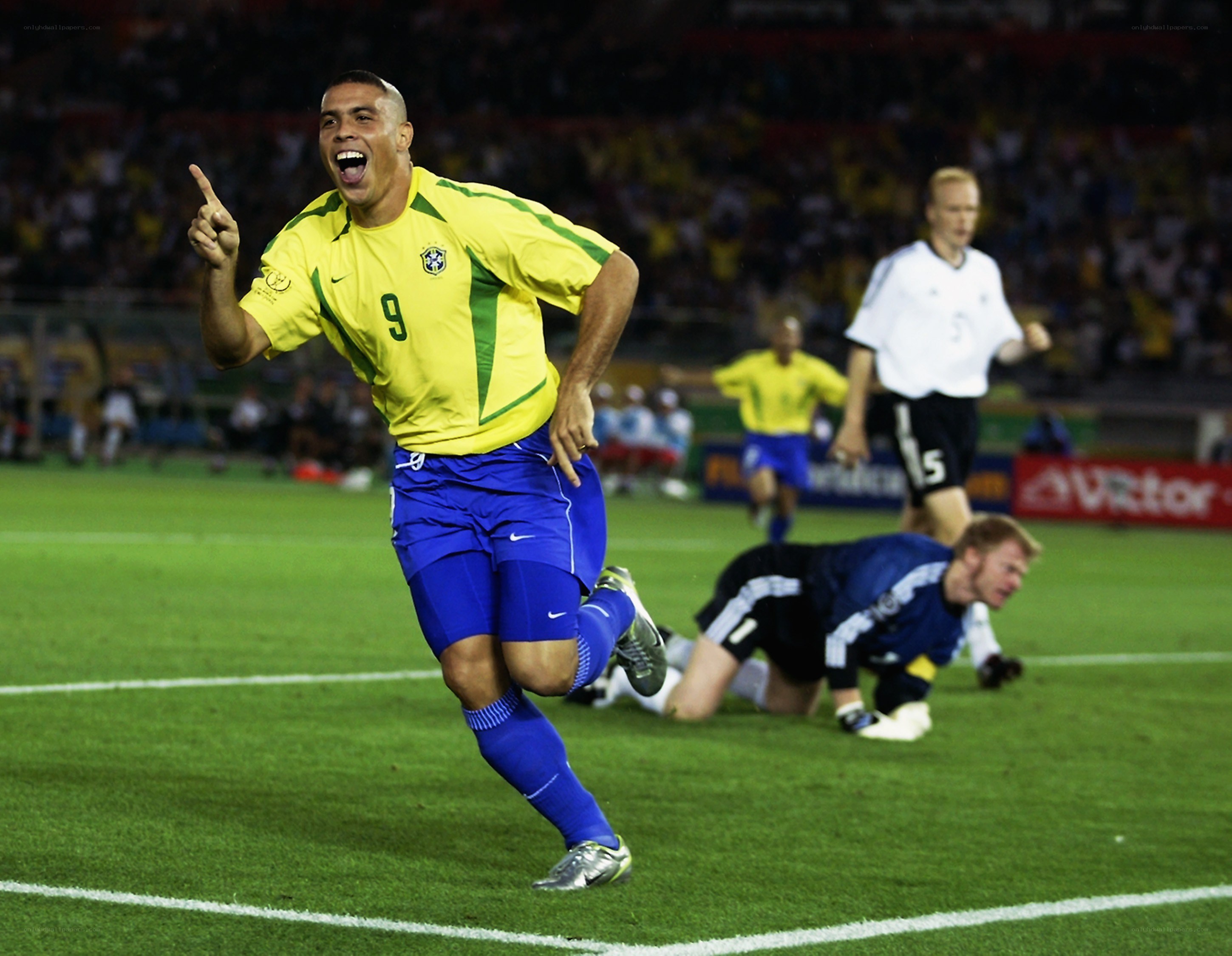 Brazil player celebrates goal