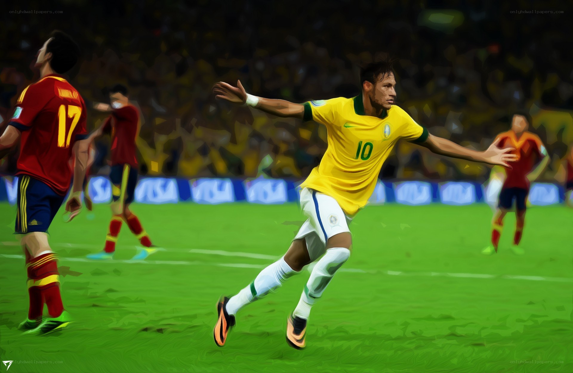 Brazil player celebrating goal