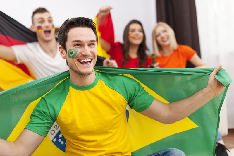 Brazilian fans celebrating