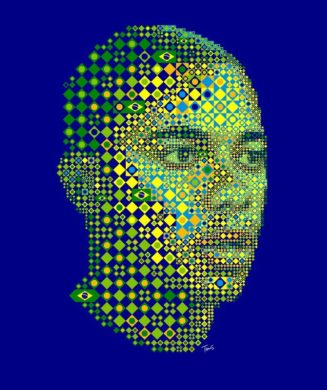 Brazilian flag mosaic portrait