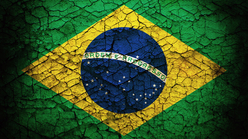 Brazilian Flag on Cracked Surface