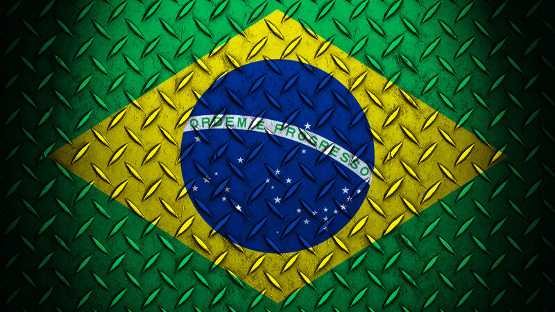 Brazilian Flag on Metal — Green