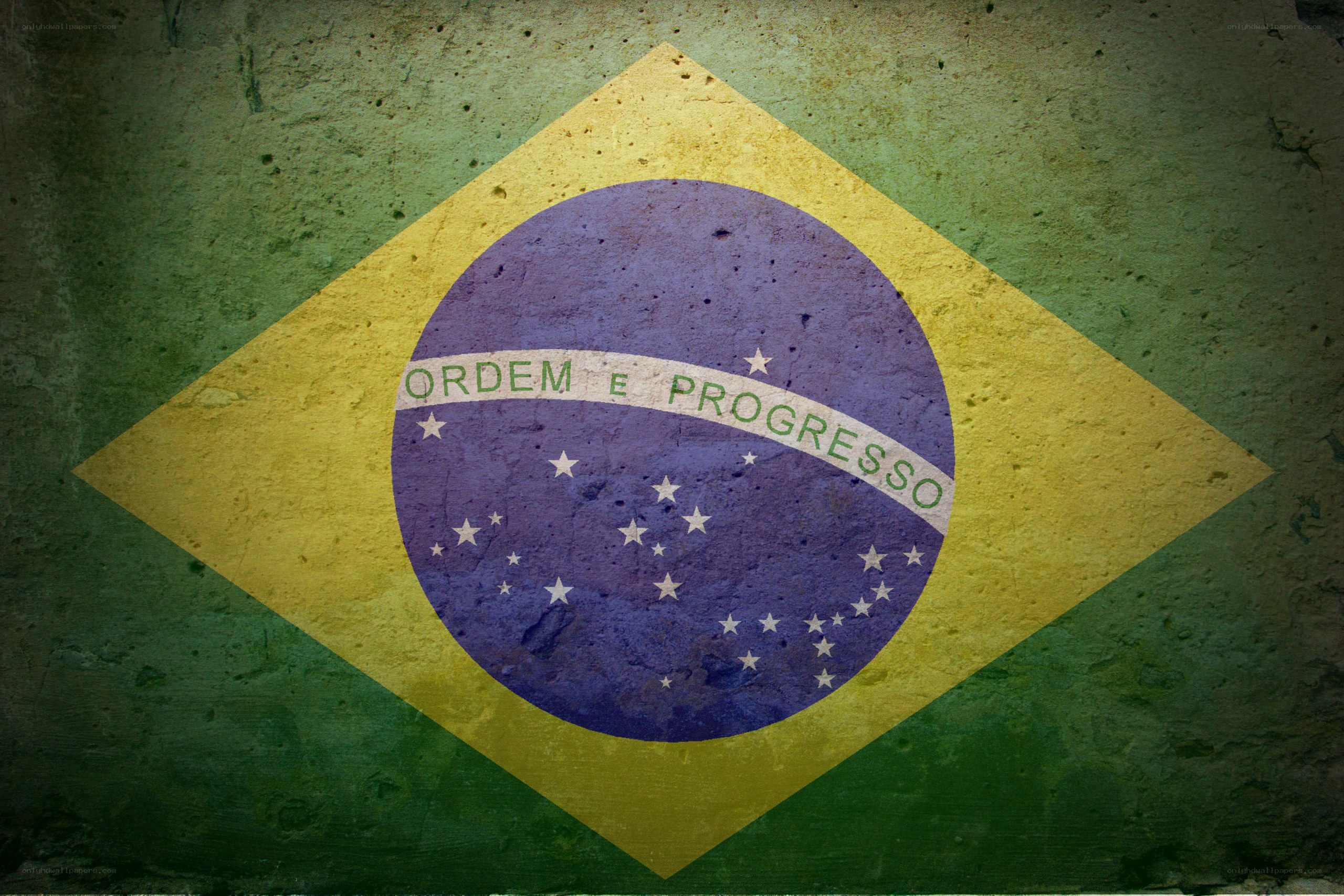 Brazilian flag on textured wall
